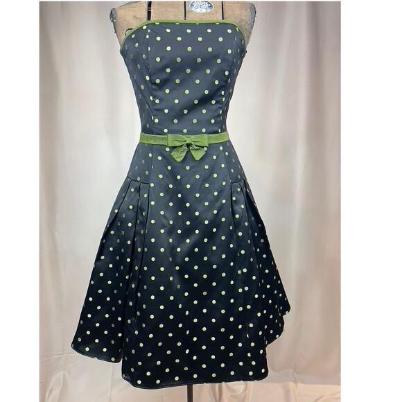 Vintage Y2K McCLINTOCK Collections Womens (6) Strapless Mini Green Polka Dot USA - Picture 1 of 6